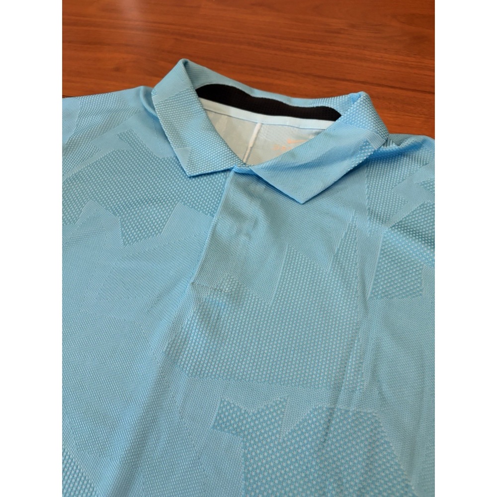 Nike Golf Tiger Woods Polo Shirt XL Geo Textured Jacquard CT3801 496 Blue Fury